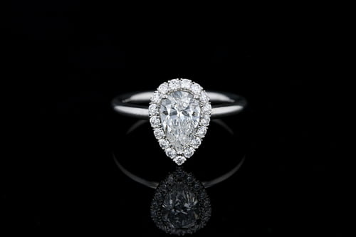Pear Halo Engagement Ring with Plain Band