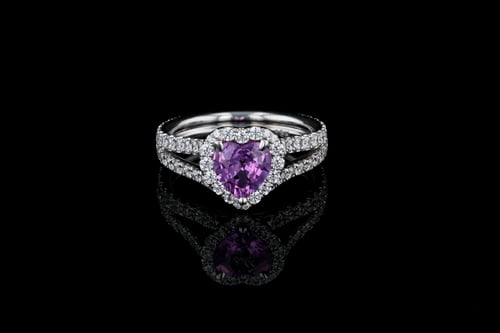 Sapphire Heart Pink Sapphire Pave’ Ring