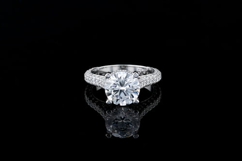 Three Sided Pave' Round Solitaire 3 Sided Pave’ Band