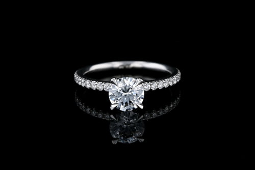 Side Stone Round Solitaire Pave’ Set Band