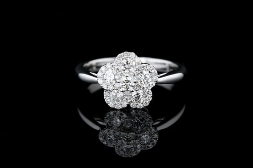 Rings Pave' Diamond Flower Ring