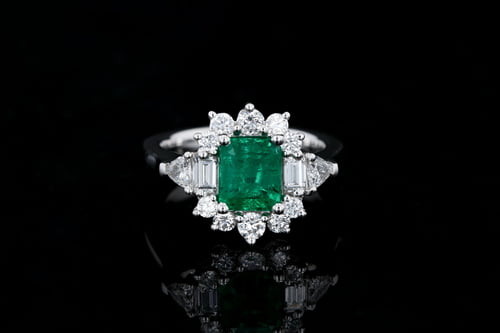 Colored Gems Emerald Cut Emerald Cocktail Ring