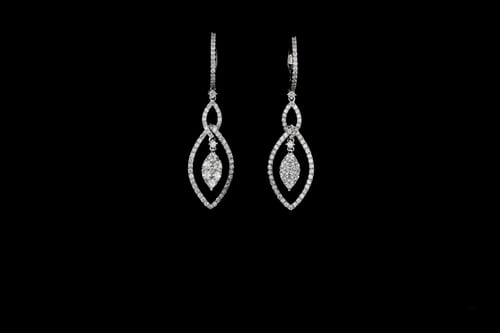 Earrings Dangling Diamond Earrings, Marquise Shaped
