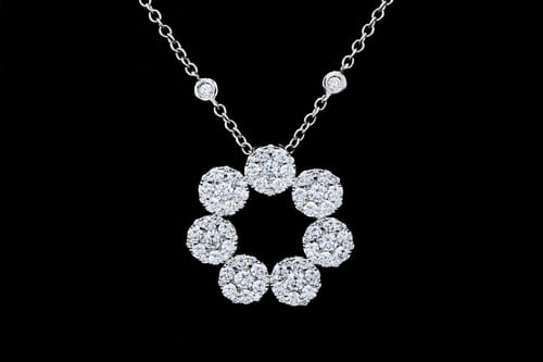 Necklaces Open Circle Halo Diamond Necklace