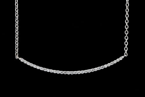 Necklaces Curved Pave' Diamond Bar Necklace