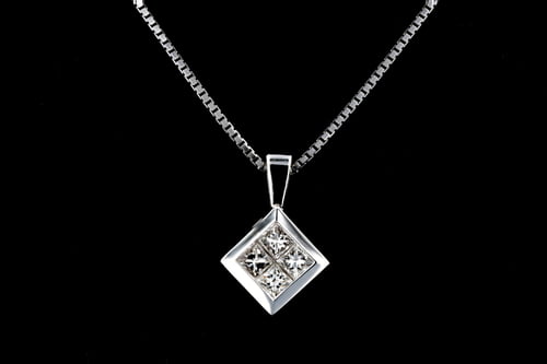 Necklaces Square Princess Diamond Pendant