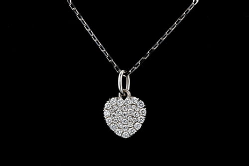 Necklaces Pave' Set Diamond Heart Necklace