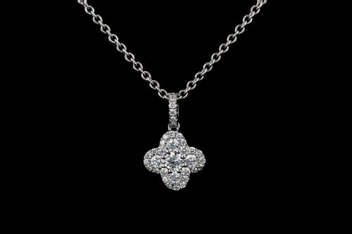 Necklaces Small Pave' Diamond Clover Pendant
