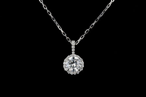 Necklaces Round Pave' Diamond Halo Necklace