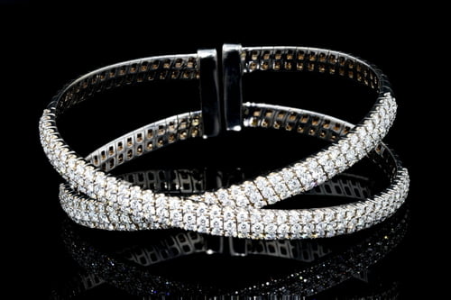Bracelets Criss Cross Pave' Diamond Cuff
