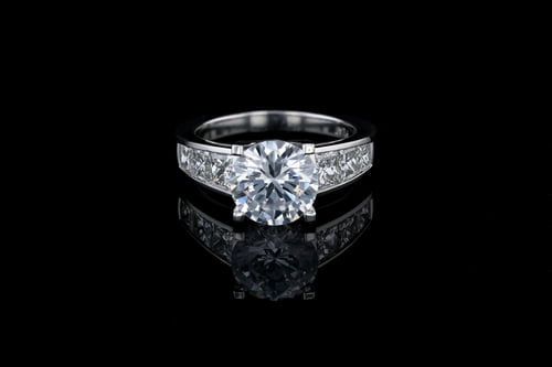 Round Solitaire Diamond Ring, Channel Set Band