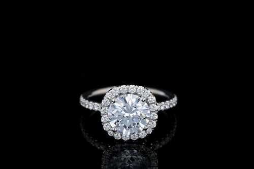 Cushion Halo Engagement Ring Round, One Row Pave' Band