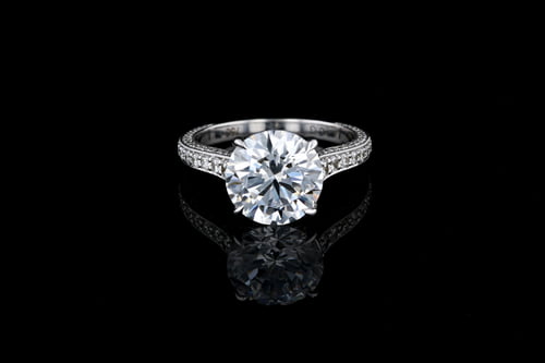 Vintage Pave’ Set Solitaire Ring