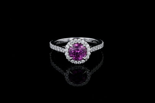 Round Pink Sapphire Halo Ring