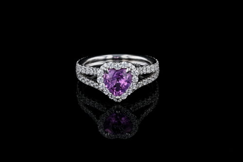 Heart Pink Sapphire Pave’ Ring