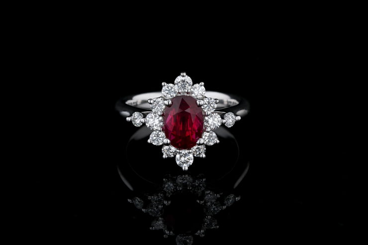 Oval Ruby Princess Diana Ring