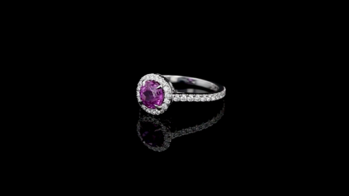 Round Pink Sapphire Halo Ring