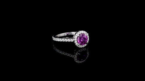 Round Pink Sapphire Halo Ring