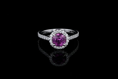 Sapphire Round Pink Sapphire Halo Ring