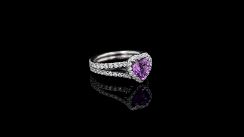 Heart Pink Sapphire Pave’ Ring