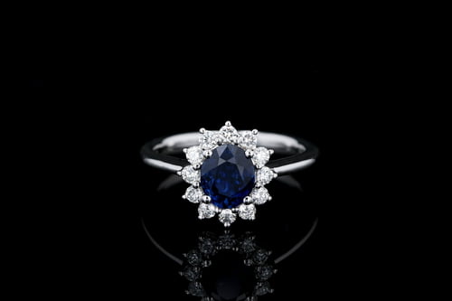 Sapphire Oval Blue Sapphire Flower Halo