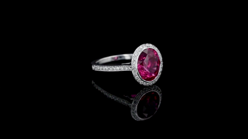 Oval Spinel Pave’ Set Diamond Ring