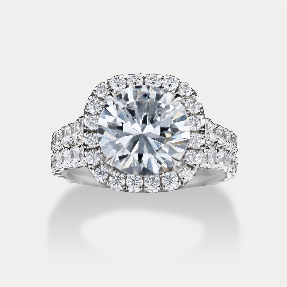 Round Cushion Halo Double Pavé
