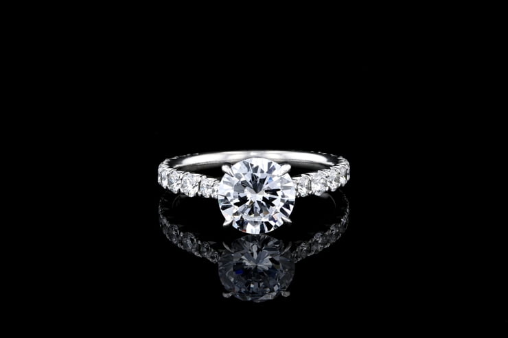 Round Solitaire Pave’ Set Diamond Band