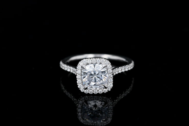 Cushion Halo Engagement Ring