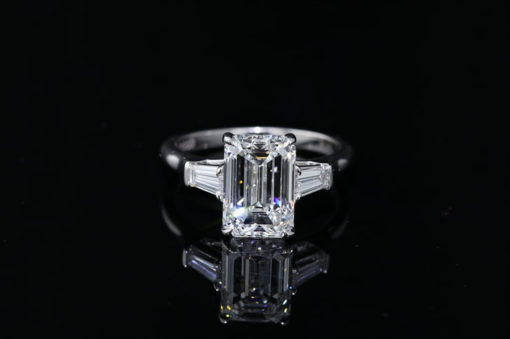 Emerald Cut Three Stone Diamond Ring