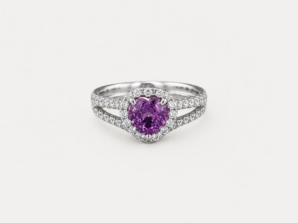 Pink Sapphire Heart Halo