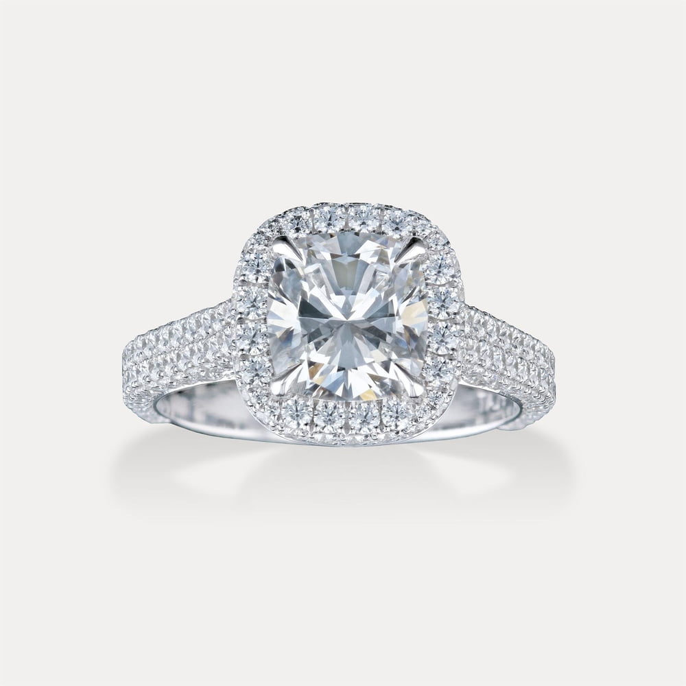 Cushion Halo Double Row Pavé