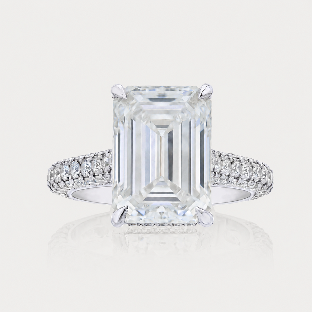 Emerald Cut Three Sided Pavé