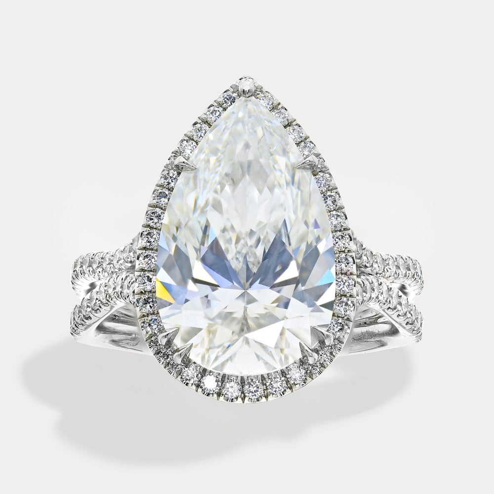 Pear Halo Woven Pavé