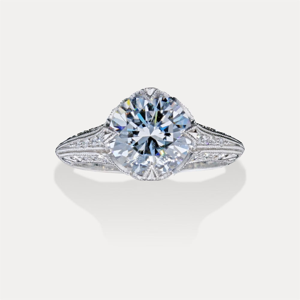 Vintage Engraved Round Solitaire