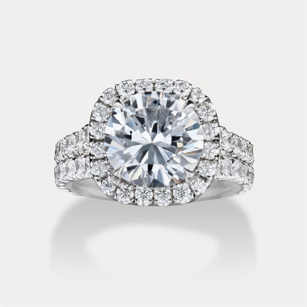 Round Cushion Halo Double Pavé