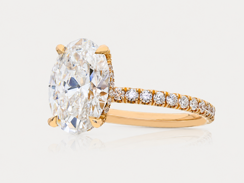 Oval Rose Gold Hidden Halo view 3