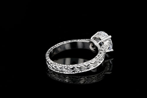 Vintage Milgrain Pave' Solitaire