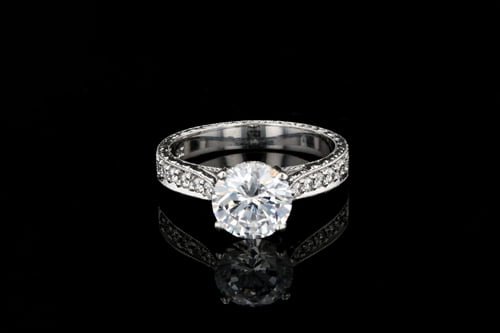 Vintage Vintage Milgrain Pave' Solitaire