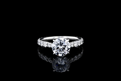 Side Stone Round Solitaire Pave’ Set Diamond Band