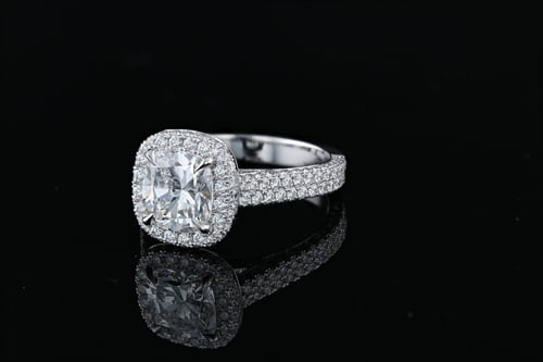 Cushion Halo, 3 Sided Pave' Ring