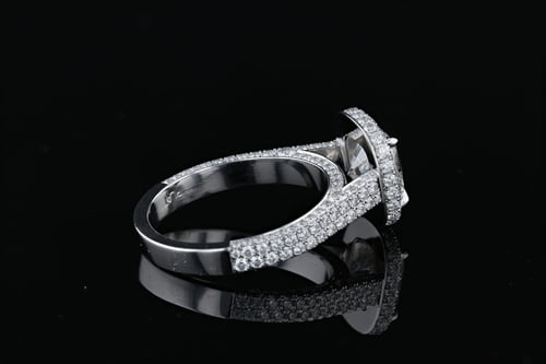 Cushion Halo, 3 Sided Pave' Ring