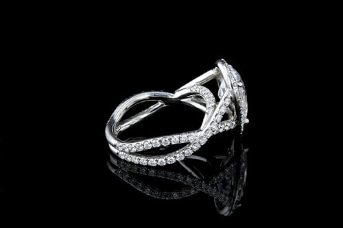 Pear Halo, Braided Pave' Ring