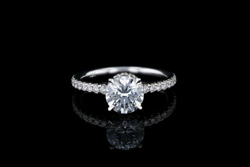 Side Stone Round Solitaire Pave’ Hidden Bezel