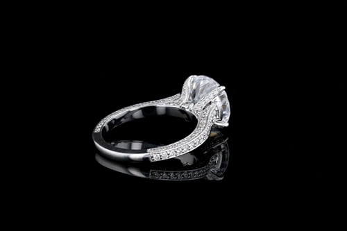 Vintage Pave’ Set Solitaire Ring