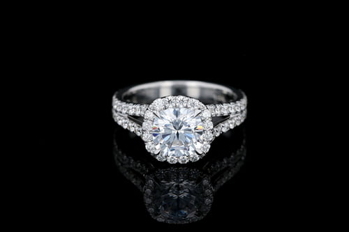 Halo Cushion Halo Engagement Ring Split Shank Pave' Diamond Band