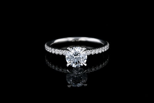 Round Solitaire Pave’ Set Band