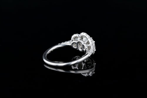 Oval 3 Stone Halo, Pave’ Ring