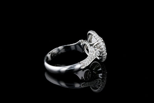 Round Halo, Fleur de Lis Pave' Ring