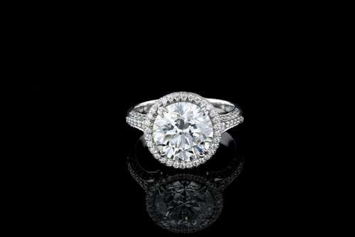 Round Halo, Fleur de Lis Pave' Ring